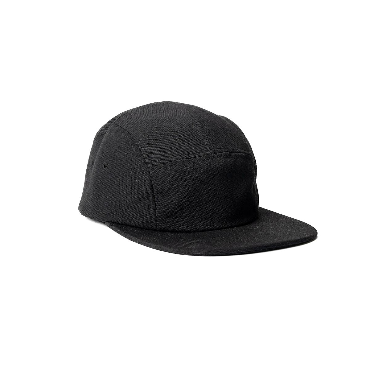 recycled-poly-flat-brim-5-panel-hat-e0 Web_PDP-FlatBrim5PanelHat_Studio_Front_Black.jpg
